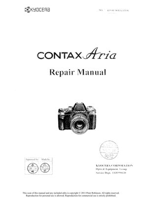 Contax Aria Repair Manual Section A